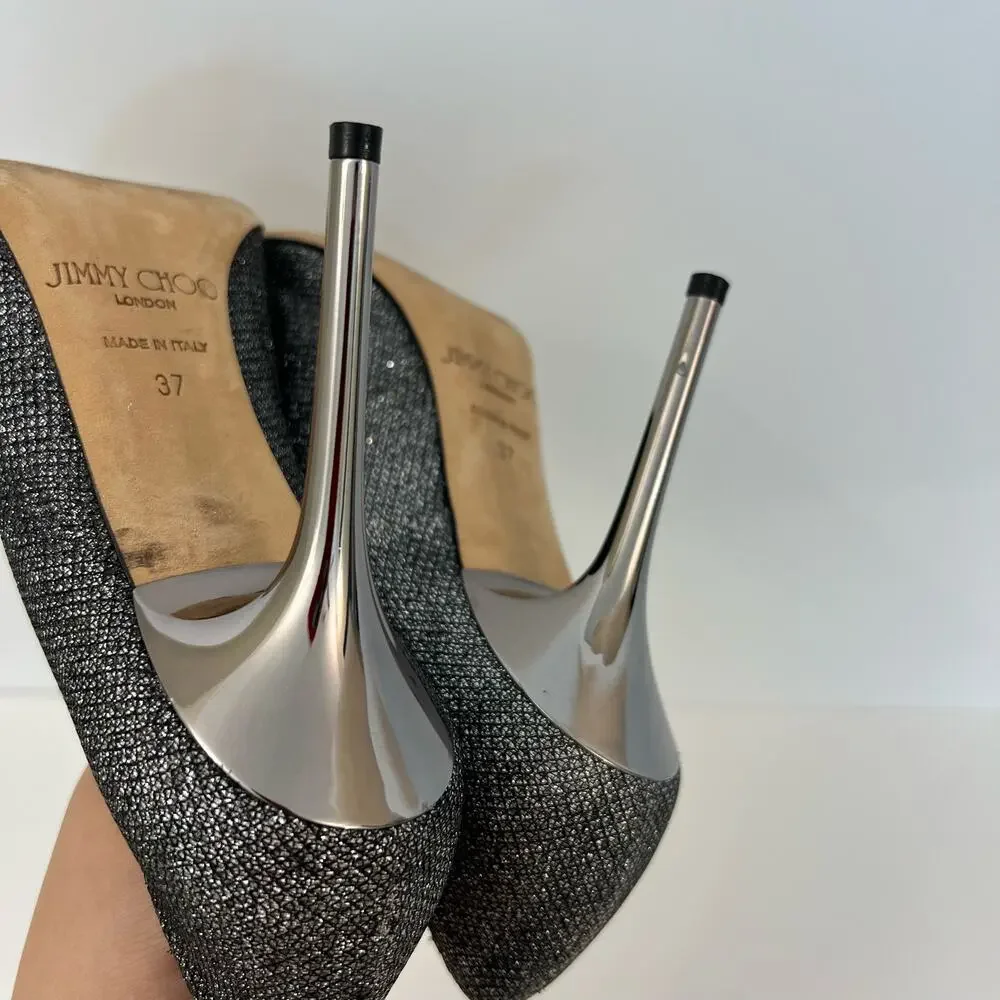 Jimmy Choo Glitter Pointed-Toe Pumps Shoes Heels | Size 37 (US 7)